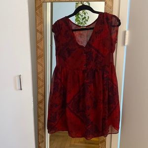 UO Chiffon Red Boho Dress